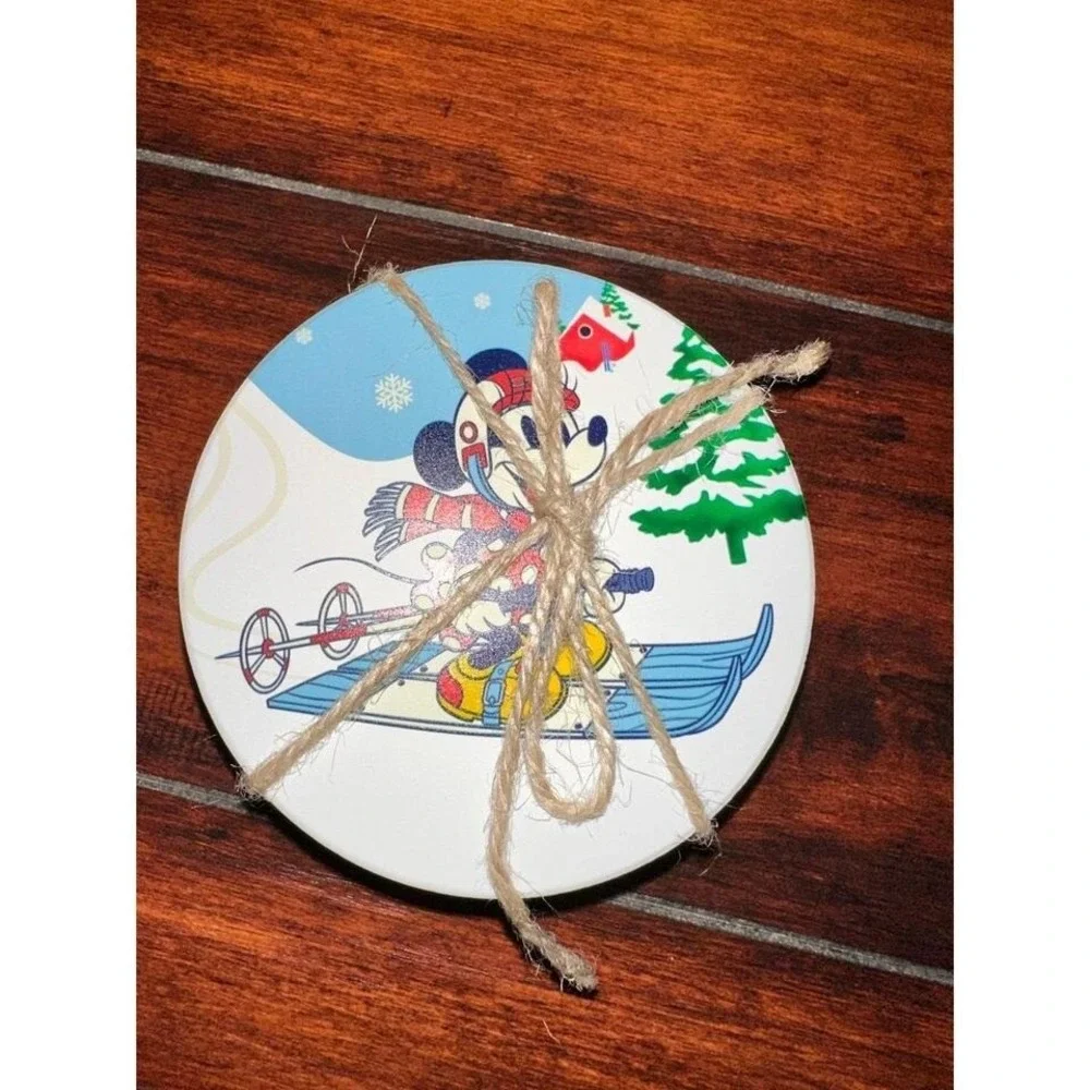 New‎ 4 pack Holiday Mickey Mouse and Friends drink coasters skiing by ZRIKE